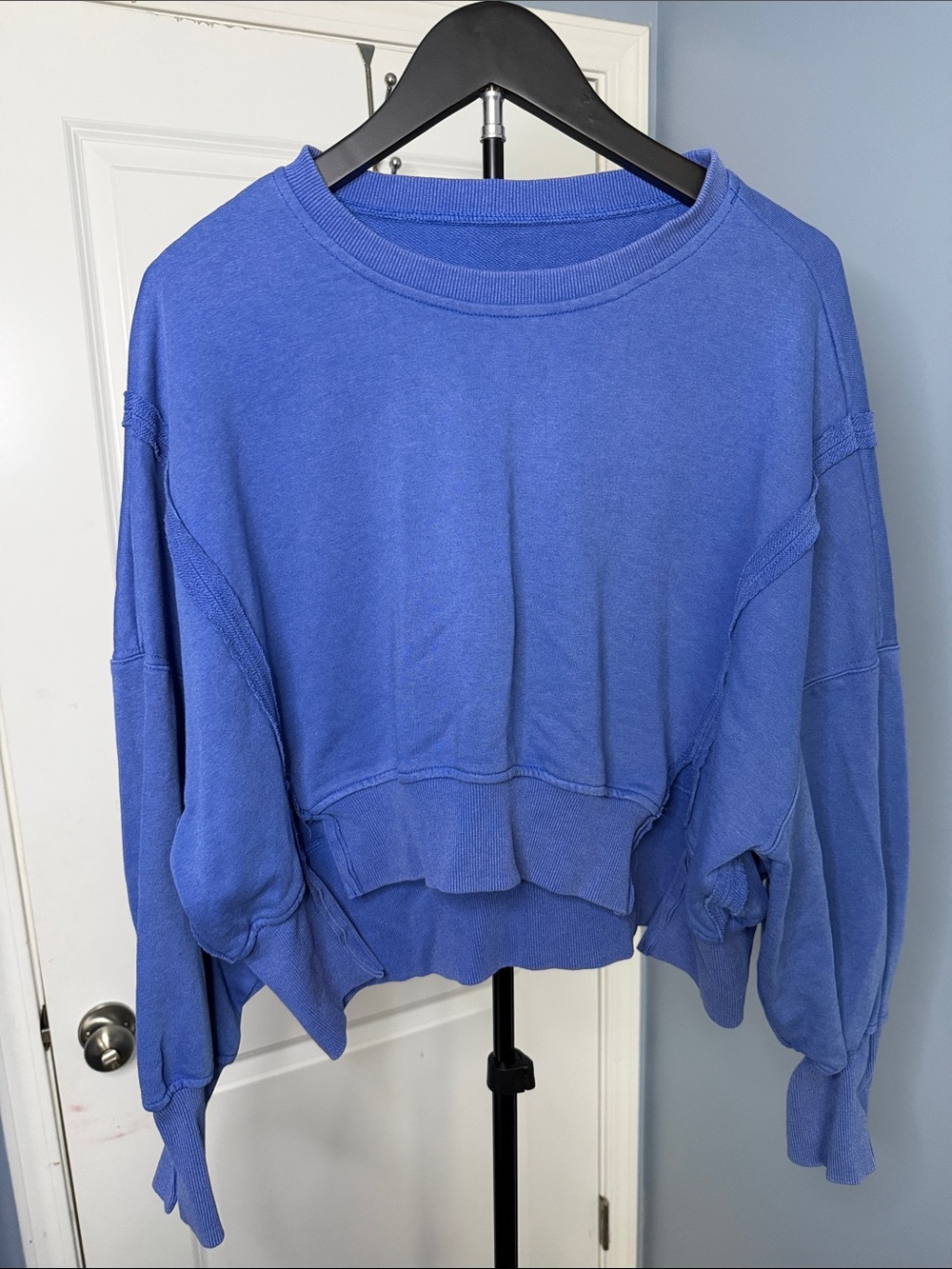 Blue Women's Cropped Crewneck Sweatshirt